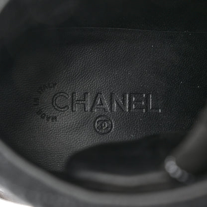 Chanel Suede Grained Calfskin CC Lace Up Boots 41 Black 9 of 12