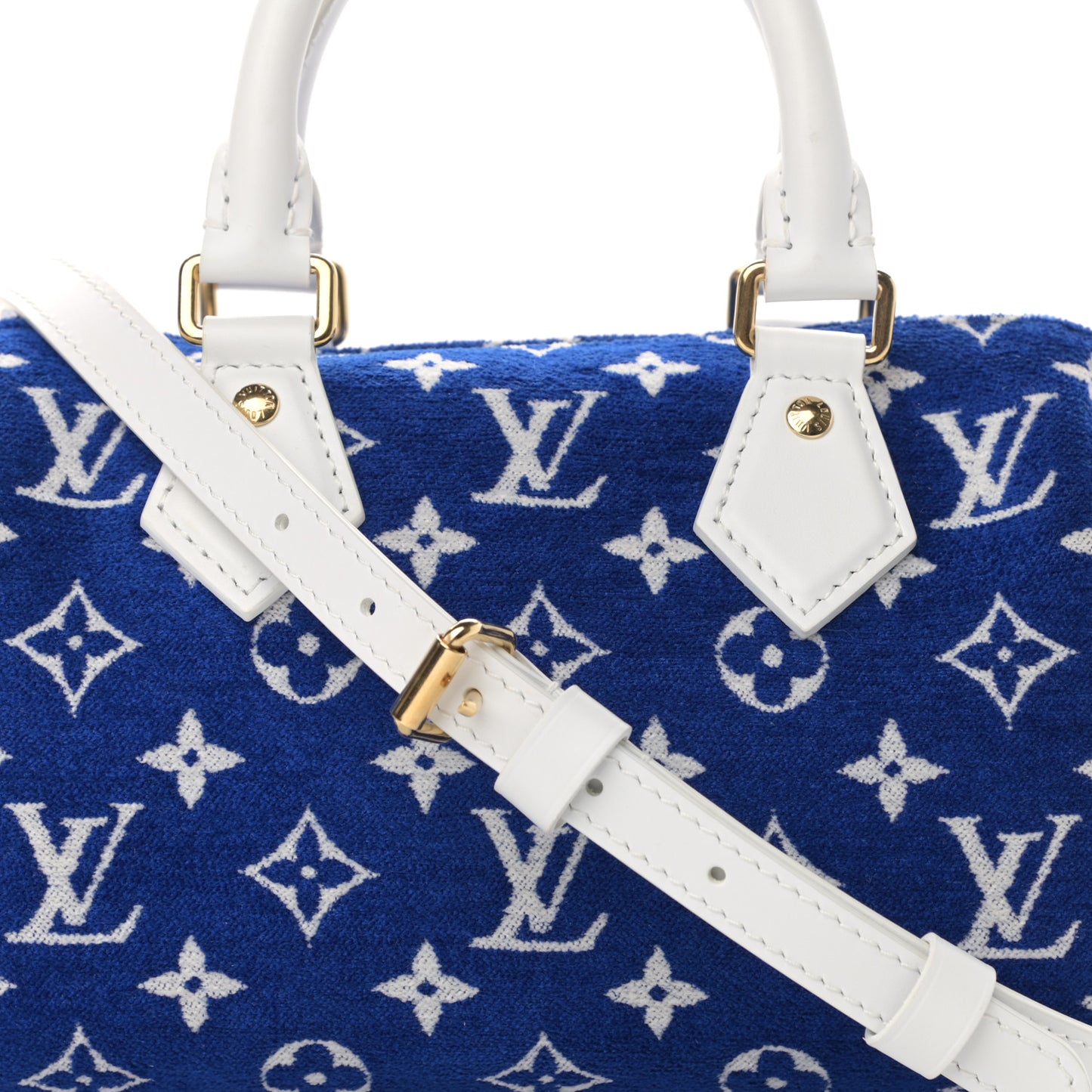 Jacquard Velvet Monogram LV Match Speedy Bandouliere 20 Blue