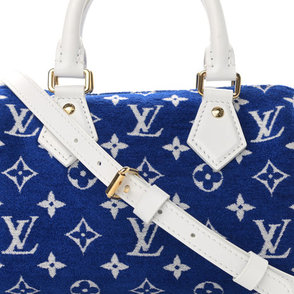 Louis Vuitton Jacquard Velvet Monogram LV Match Speedy Bandouliere 20 Blue 7 of 9