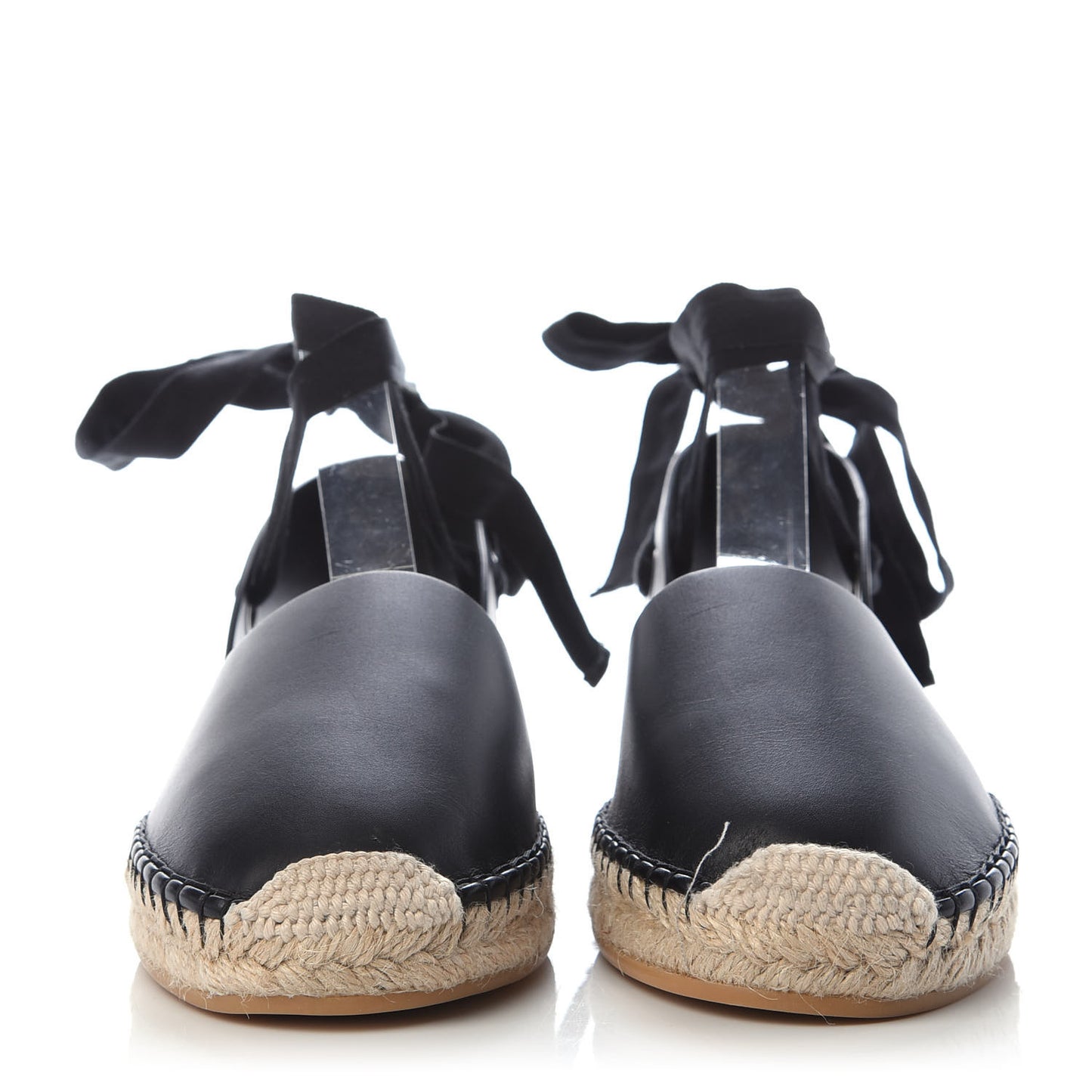 Calfskin Nicely-D Ankle Tie Espadrilles Flats 40 Black