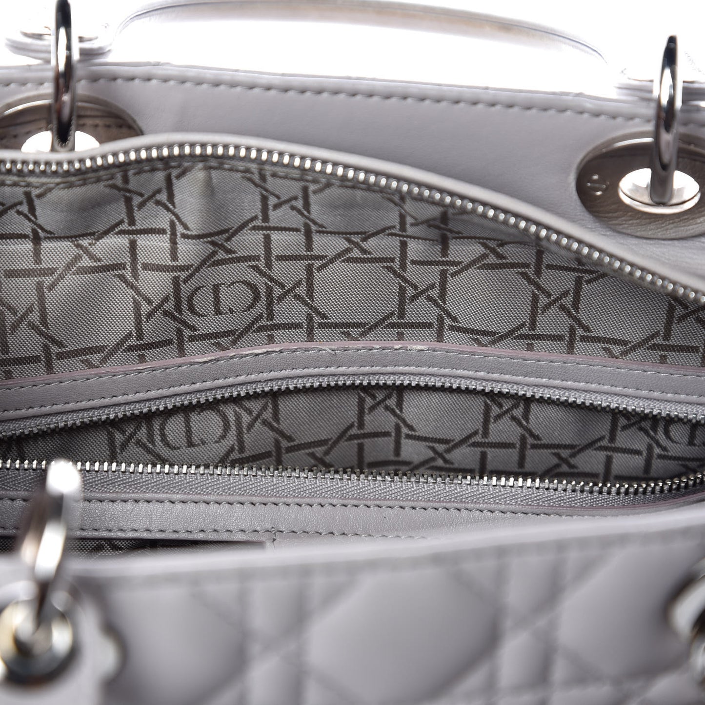 Lambskin Cannage Large Lady Dior Light Grey