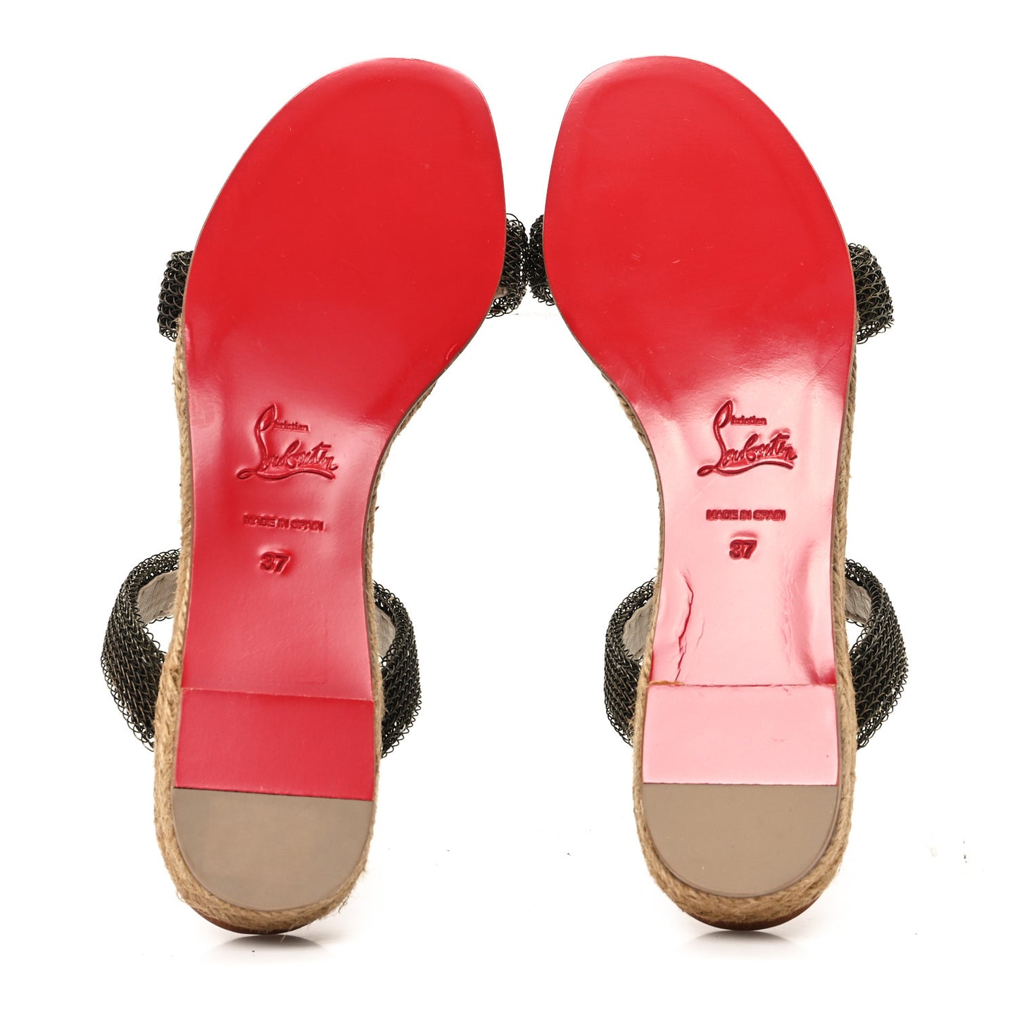 Rope Cadena Flat Chain Sandals 37 Gold Beige