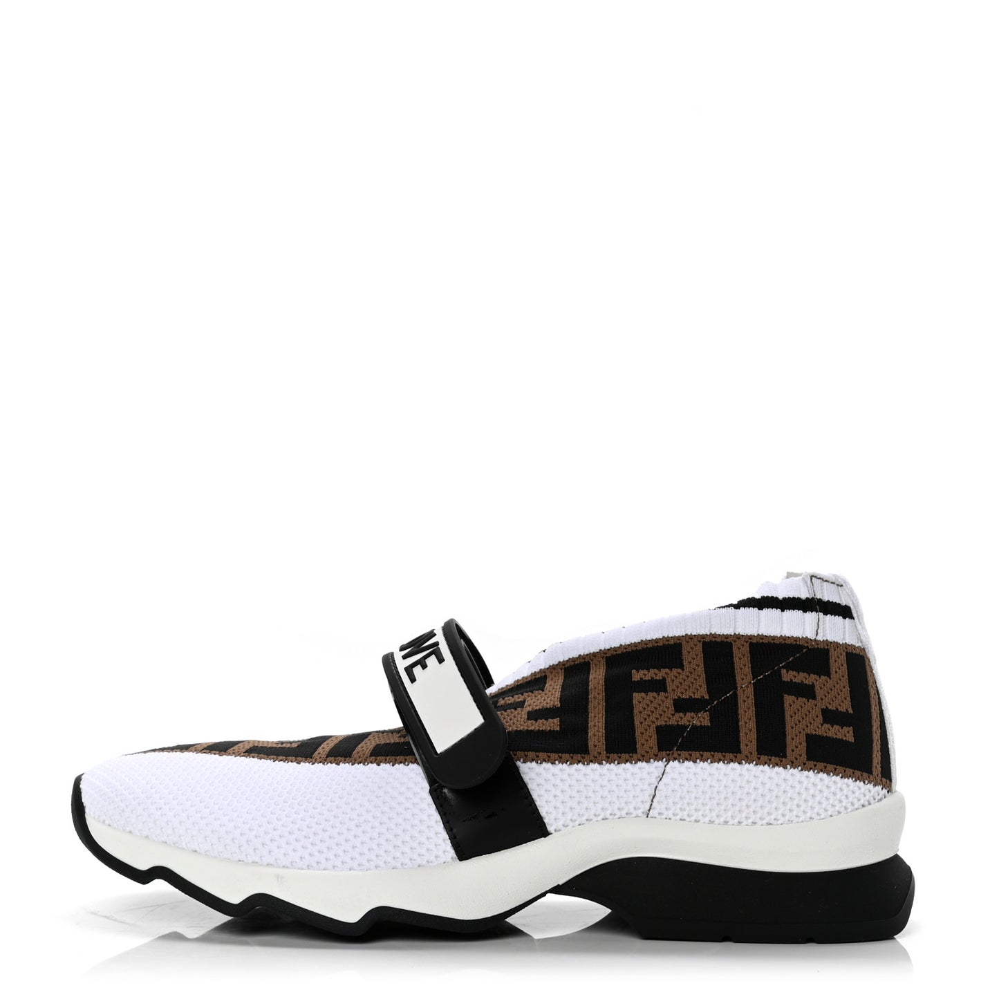Stretch Yarn FF Stiff Band Rockoko Sneakers 36.5 White Black Tobacco
