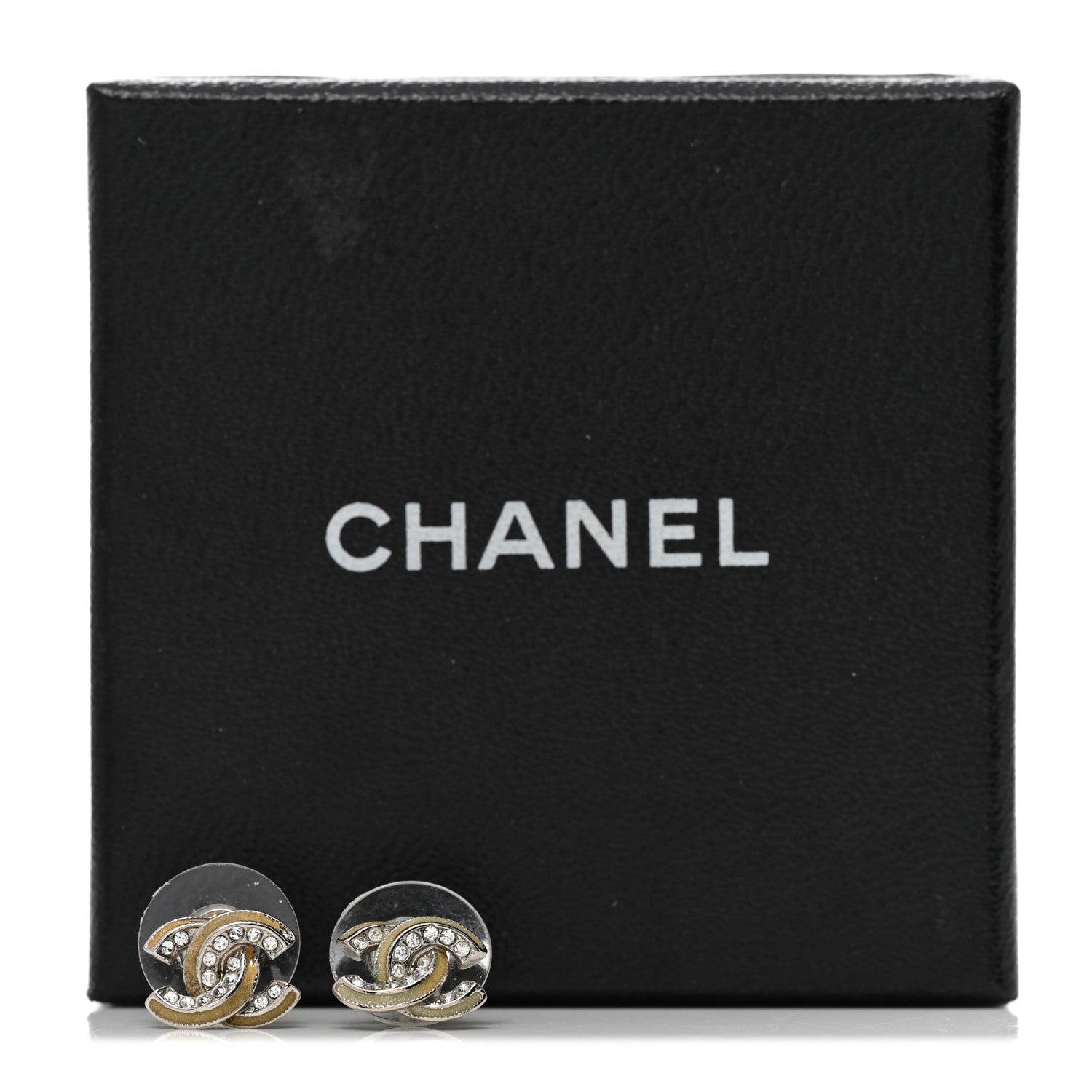 Chanel Metal Crystal Glitter Enamel CC Earrings Silver 10 of 10