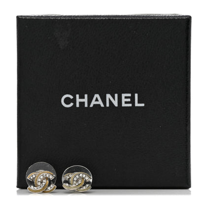 Chanel Metal Crystal Glitter Enamel CC Earrings Silver 10 of 10