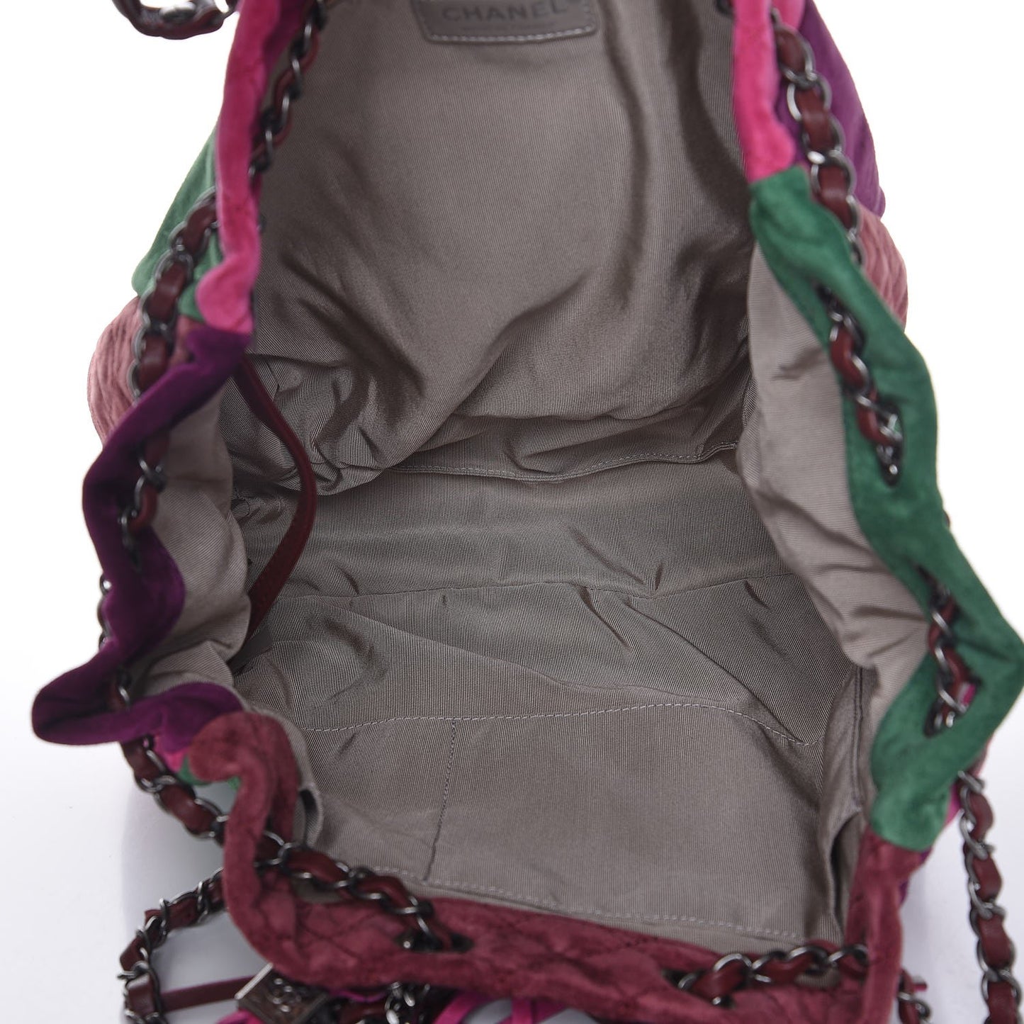 Suede Quilted Patchwork Drawstring Bag Green Pink Purple Burgundy