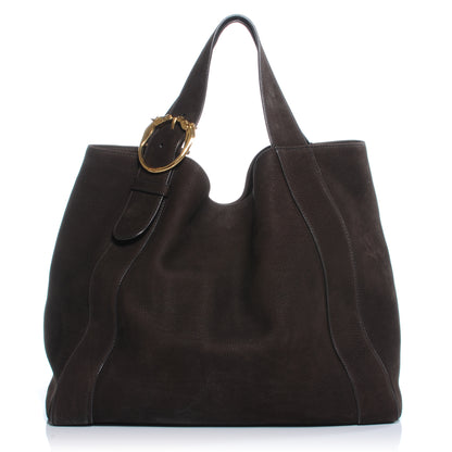 Gucci Nubuck Leather Large Ribot Horse Heads Tote Brown 1 of 8