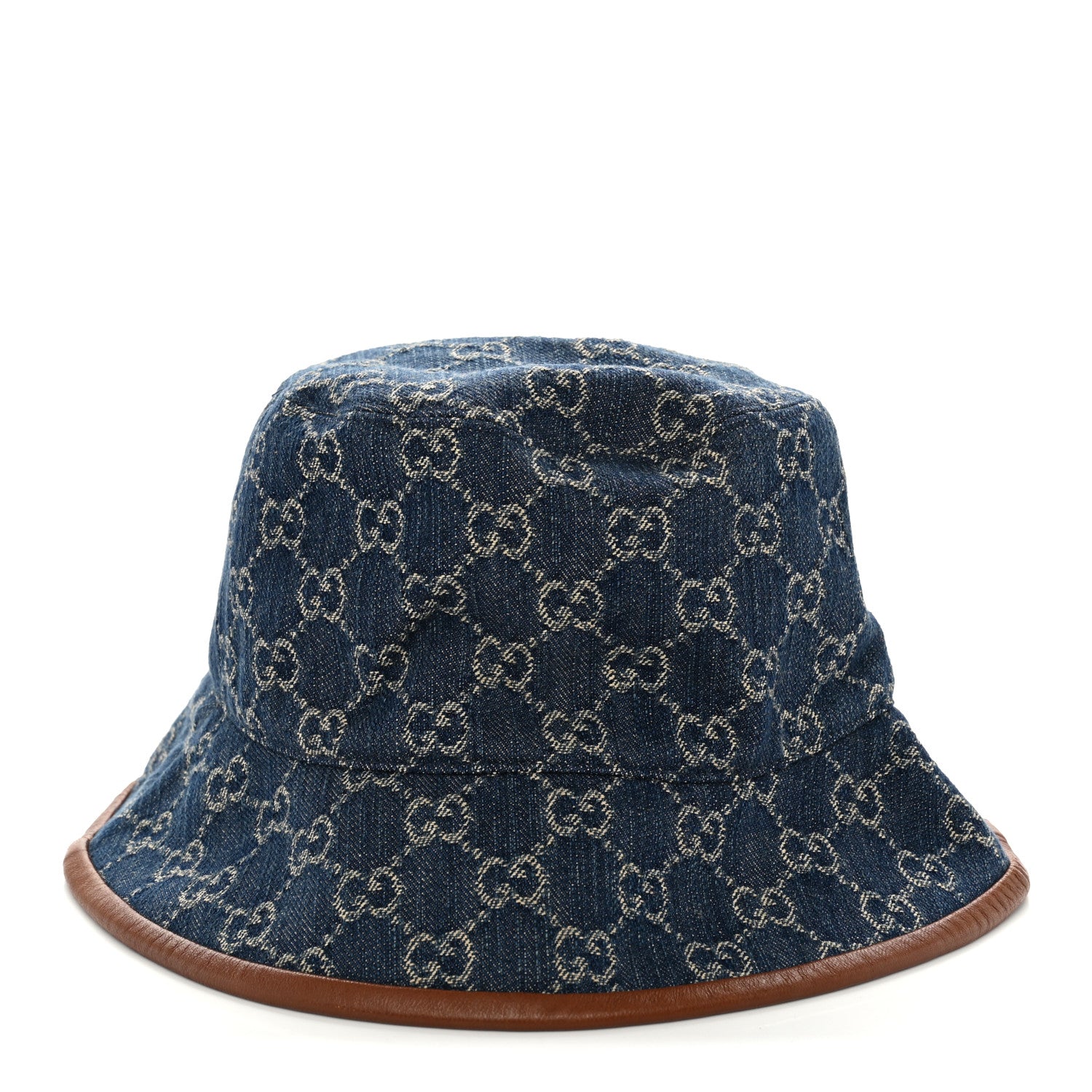 Gucci Washed Jacquard Denim Nappa GG Monogram Oscar Bucket Hat M Denim Cuir 5 of 8