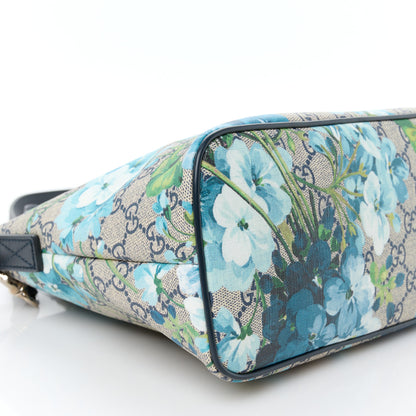 Gucci GG Supreme Monogram Blooms Small Zippered Tote Blue 9 of 10