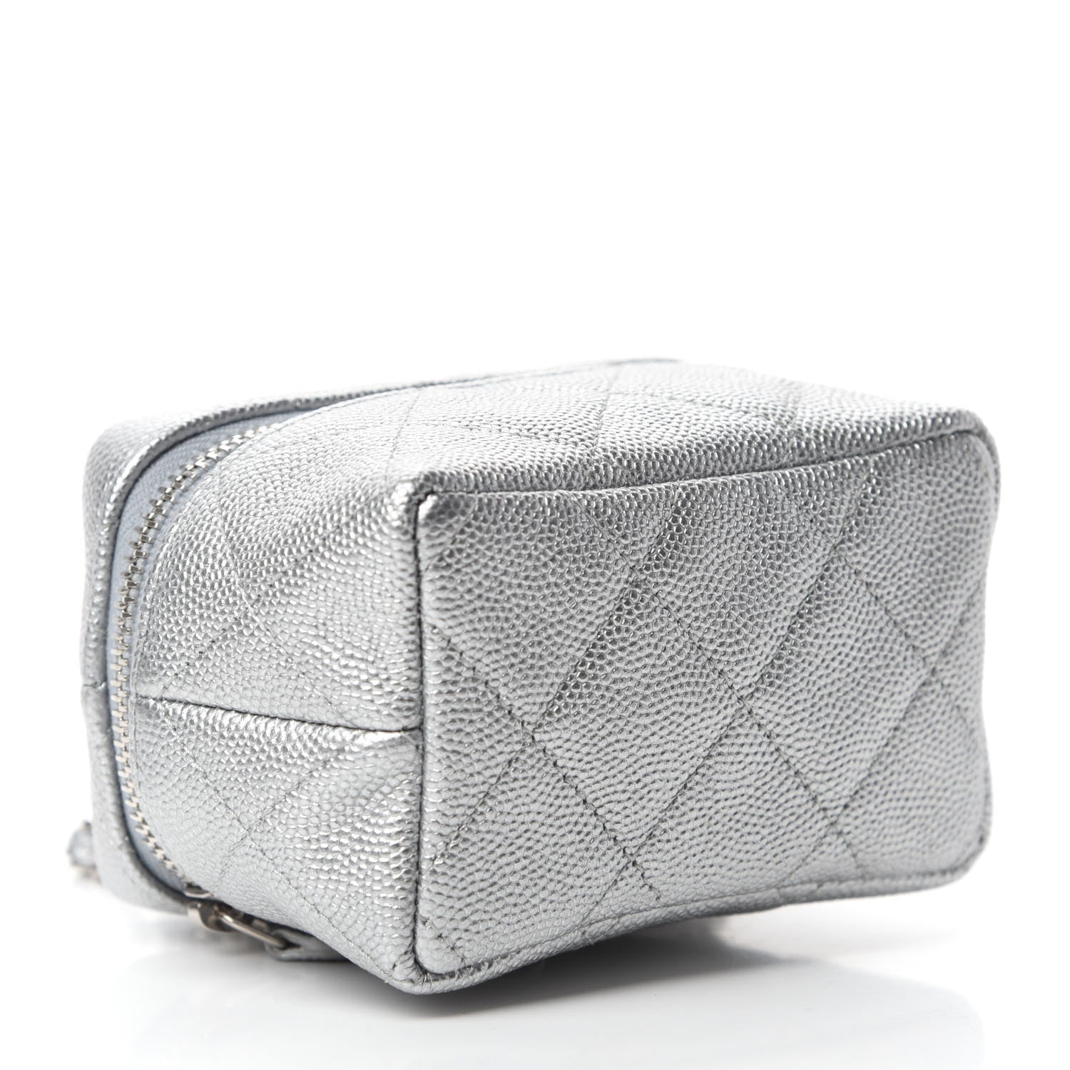 Chanel Metallic Caviar Quilted Mini Top Handle Vanity With Chain Silver 4 of 11