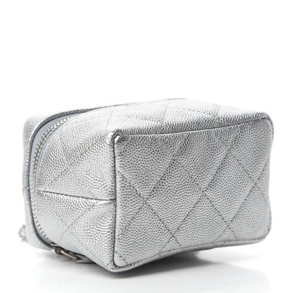 Chanel Metallic Caviar Quilted Mini Top Handle Vanity With Chain Silver 4 of 11