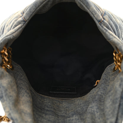 Saint Laurent Denim Quilted Small Loulou Puffer Monogram Chain Satchel Blue Cinnamon 5 of 12