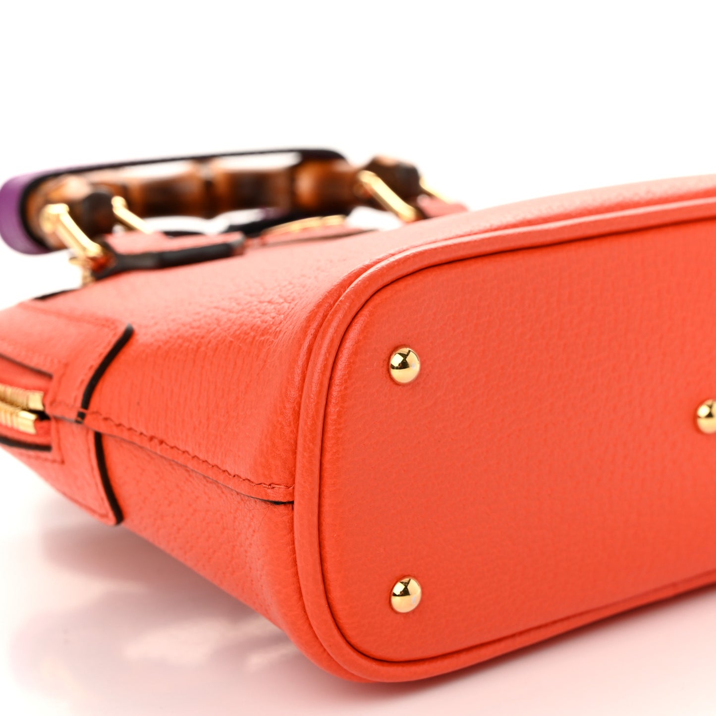 Textured Dollar Calfskin Mini Diana Dome Tote Bag Deep Orange Spicy Cyclamin