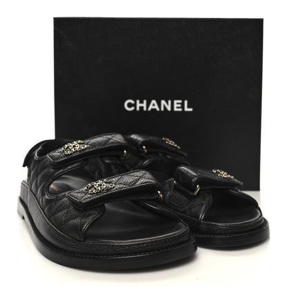 Chanel Grained Calfskin Velcro Dad Sandals 40 Black 9 of 9