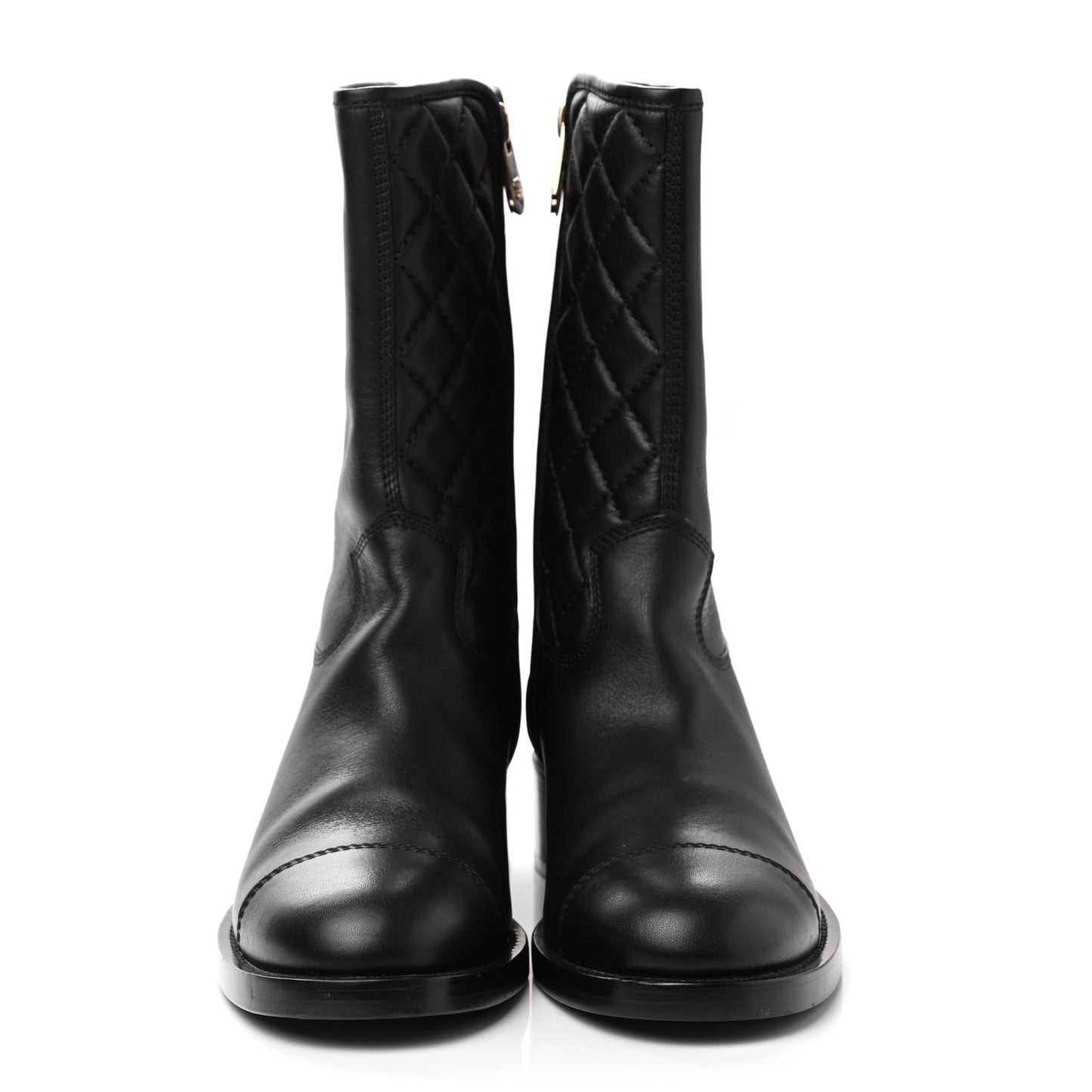 Calfskin Quilted CC Boots 39.5 Black