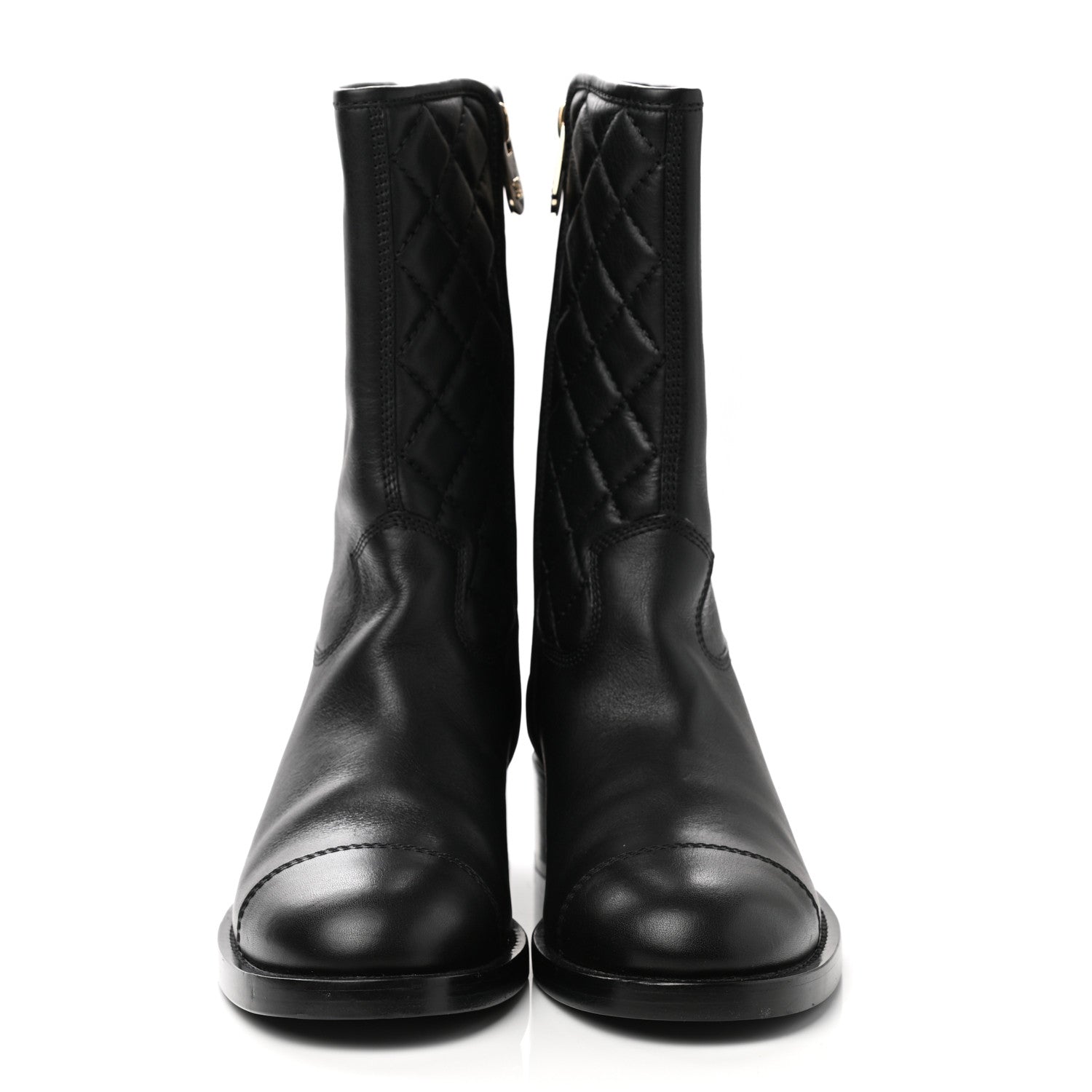 Chanel Calfskin Quilted CC Boots 39.5 Black 2 of 8