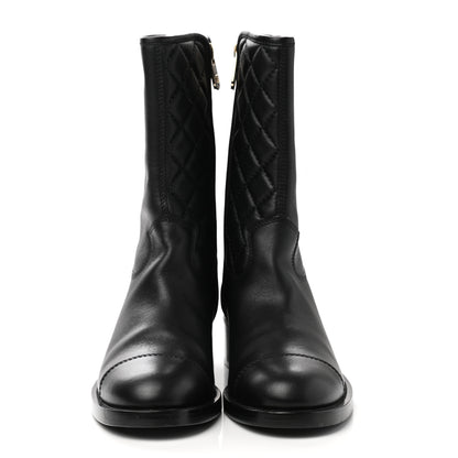 Chanel Calfskin Quilted CC Boots 39.5 Black 2 of 8