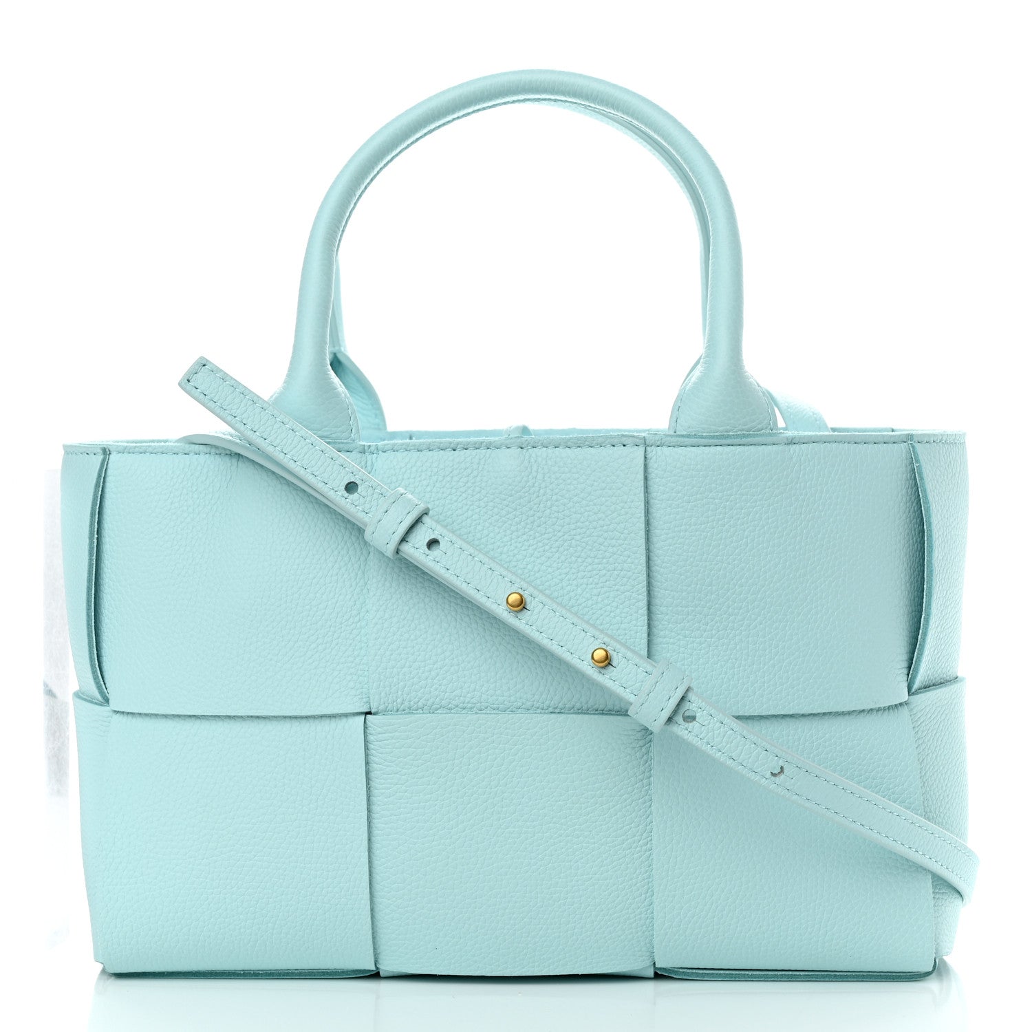 Bottega Veneta Grained Calfskin Maxi Intrecciato Mini Arco Tote Pale Blue 3 of 11