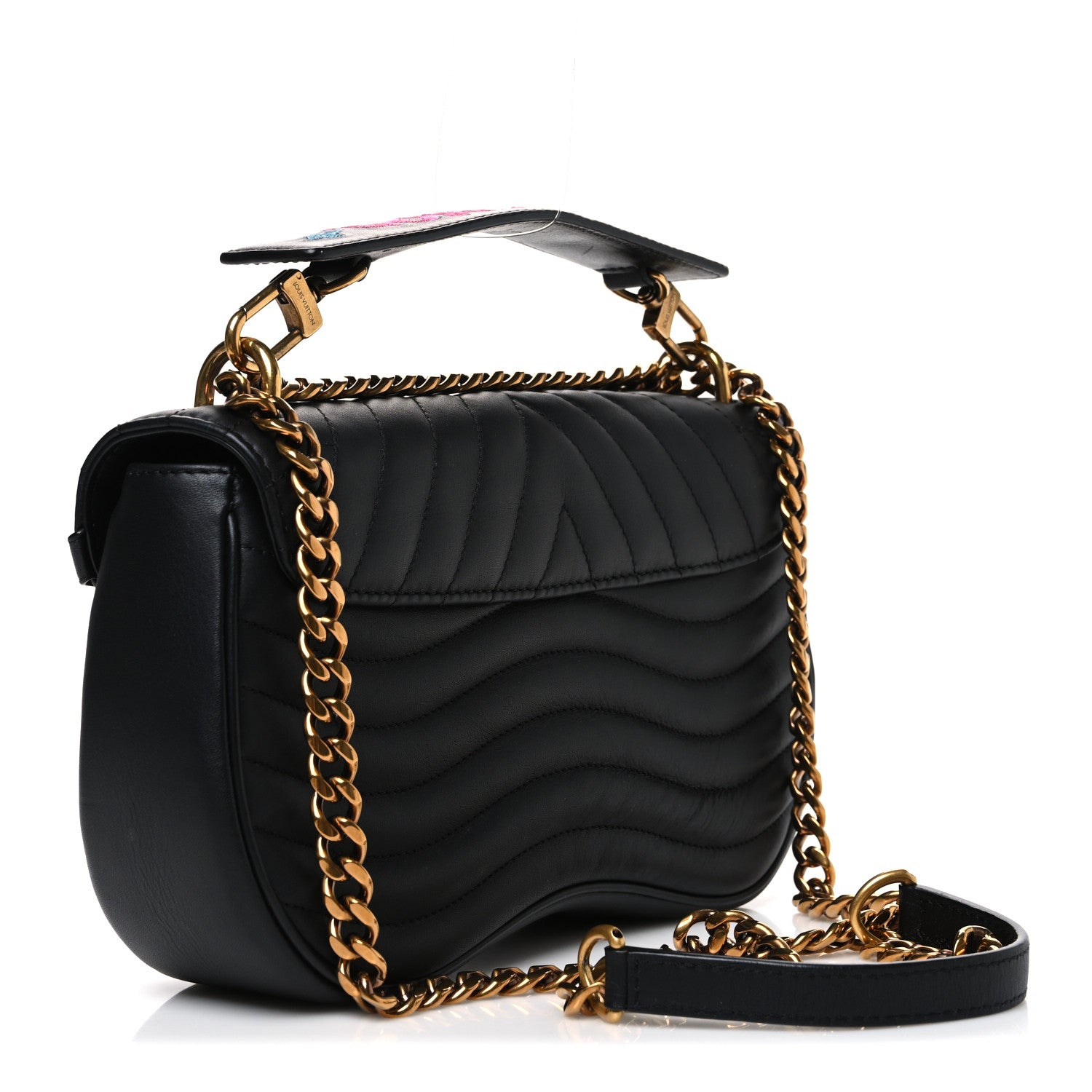 Louis Vuitton Calfskin Embroidered New Wave Chain MM Black 3 of 10