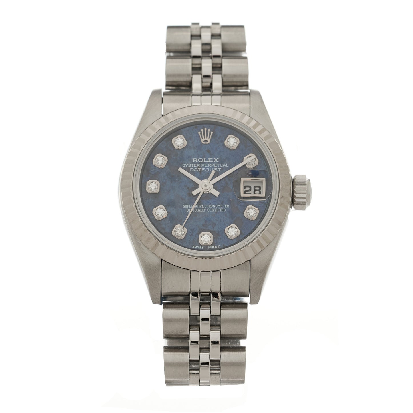 Stainless Steel 18K White Gold Diamond 26mm Oyster Perpetual Datejust Watch Sodalite 79174