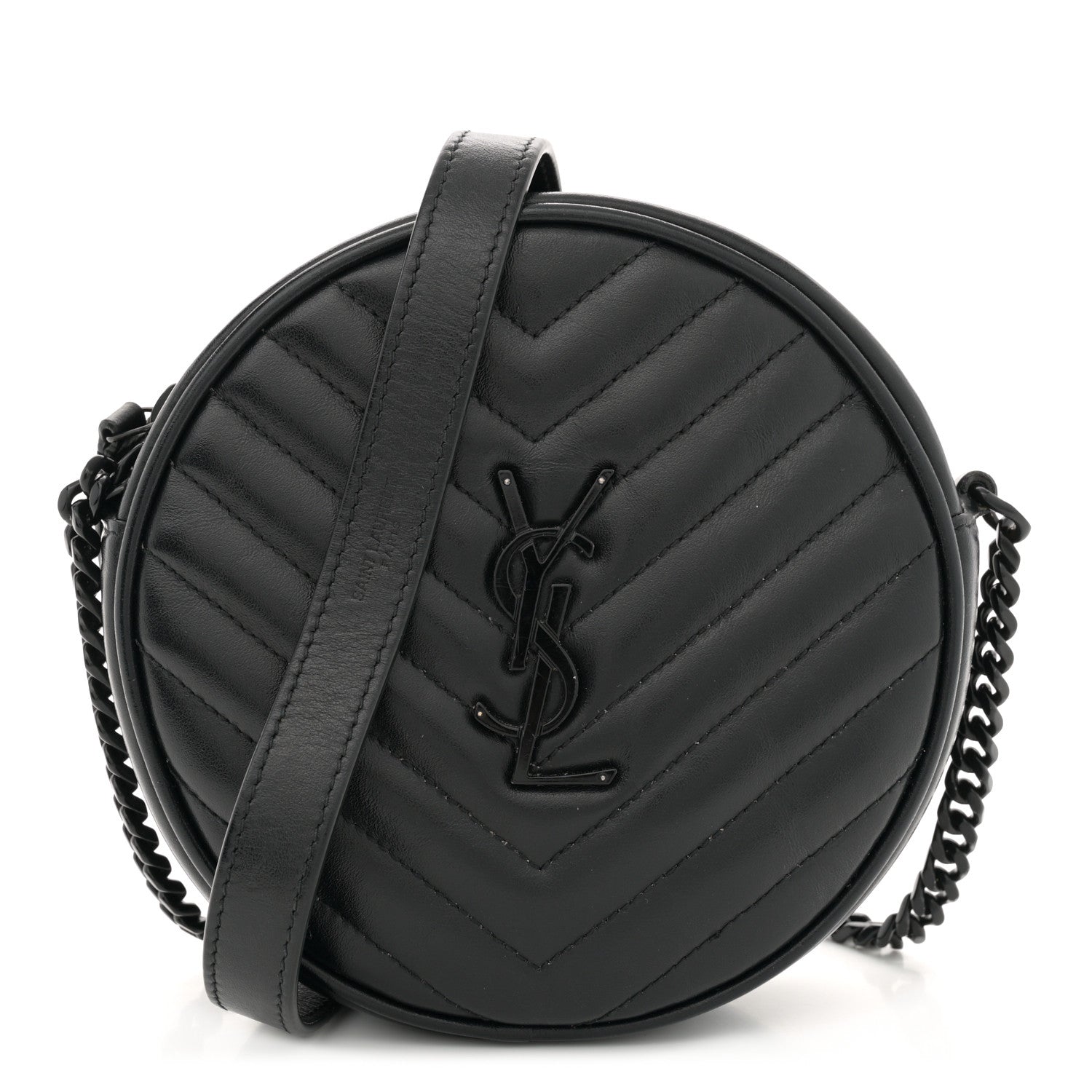 Saint Laurent Calfskin Matelasse Chevron Round Vinyle Camera Bag Black 1 of 12