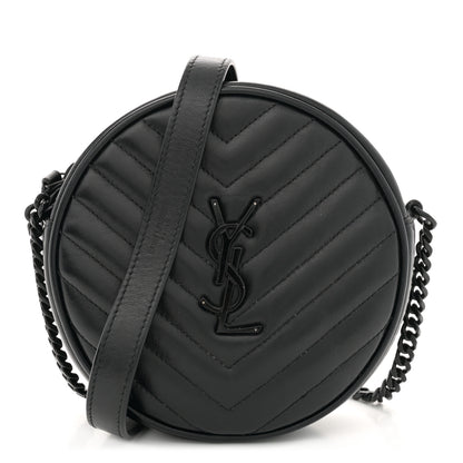 Saint Laurent Calfskin Matelasse Chevron Round Vinyle Camera Bag Black 1 of 12