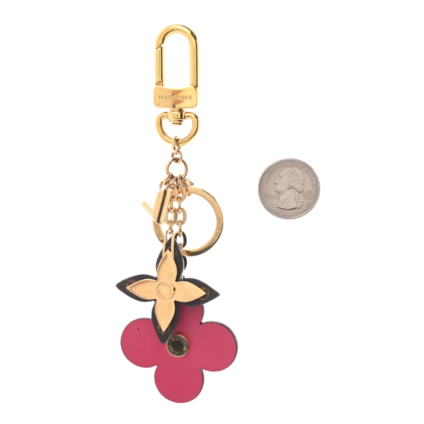 Monogram Blooming Flowers Bag Charm Key Holder Brown