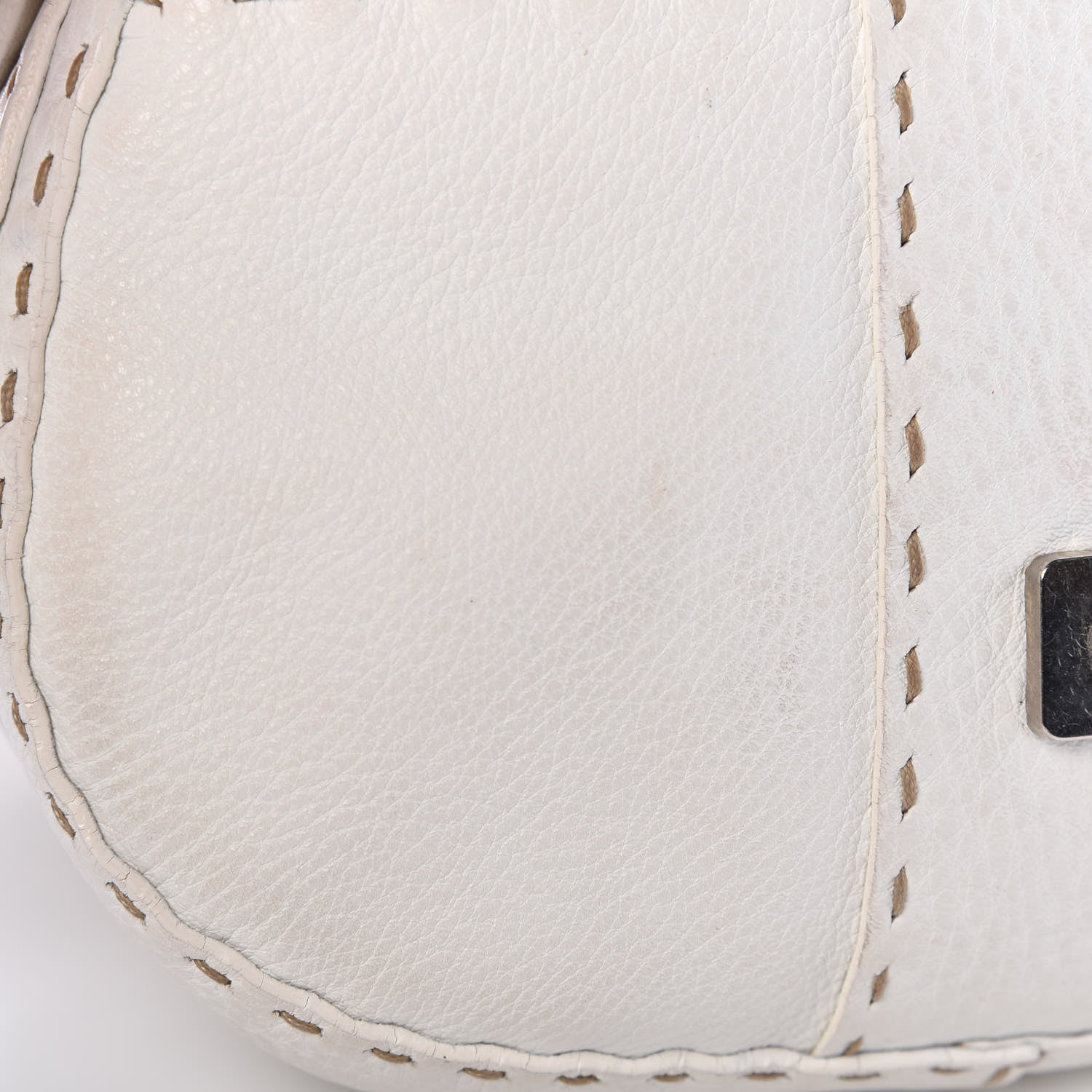 Fendi Calfskin Romano Selleria Flap Bag White 9 of 16