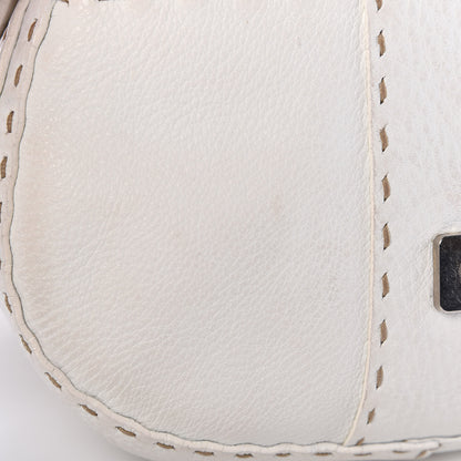 Fendi Calfskin Romano Selleria Flap Bag White 9 of 16