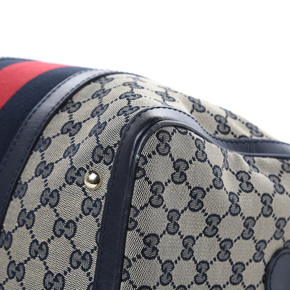 Gucci Monogram Selleria Calfskin Vintage Web Medium Boston Beige Blue 12 of 19
