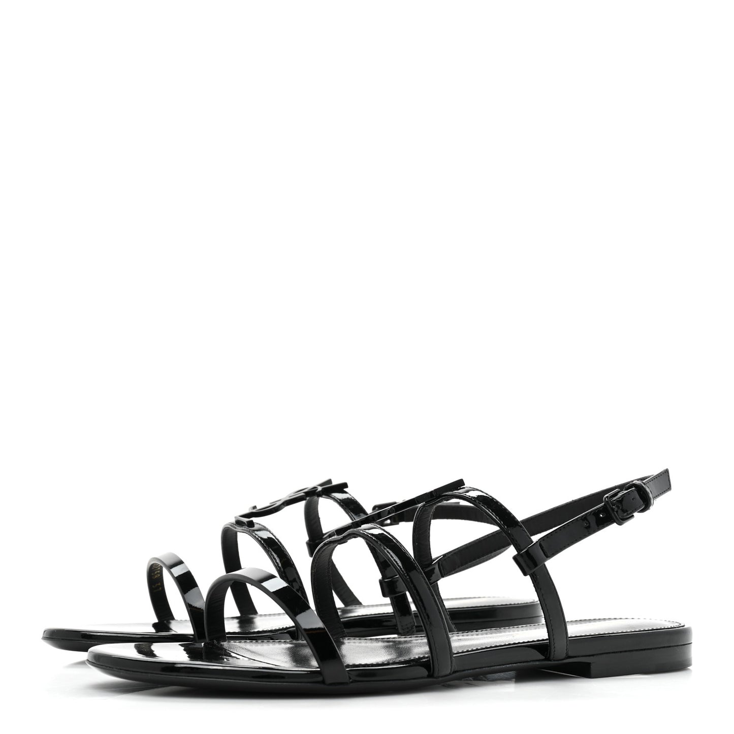 Patent Calfskin Cassandra Monogram Sandals 37 Black