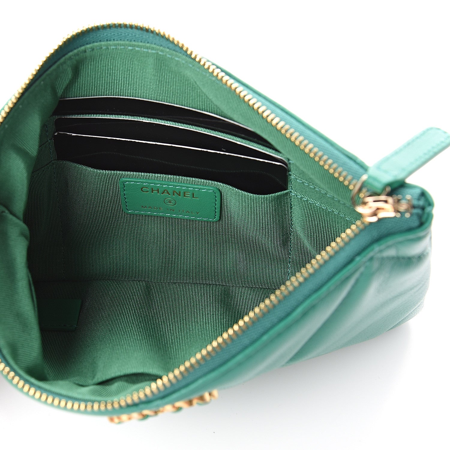 Chanel Goatskin Quilted 19 Cosmetic Case Green 4 of 7