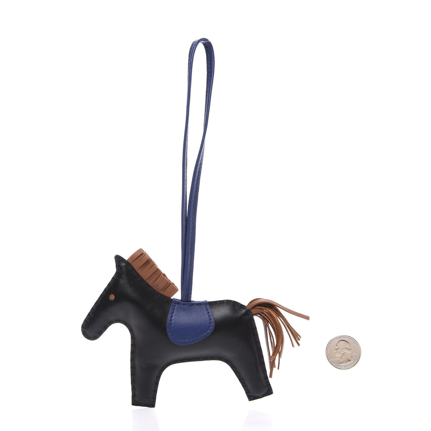 Milo Lambskin Grigri Rodeo Horse Bag Charm MM Black Bleu Saphir Gold