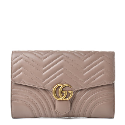 Gucci Calfskin Matelasse GG Marmont Clutch Porcelain Rose 1 of 8
