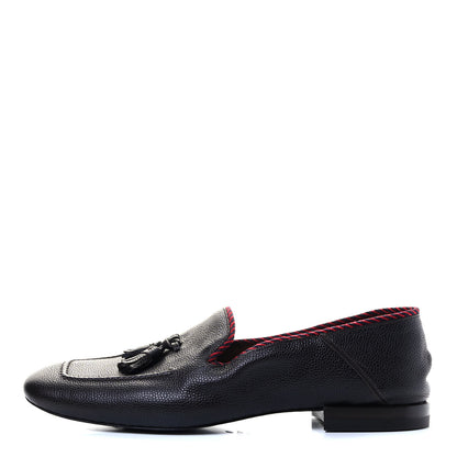 Gucci Pebbled Calfskin Mens Tassel Loafers 8 Black 1 of 7