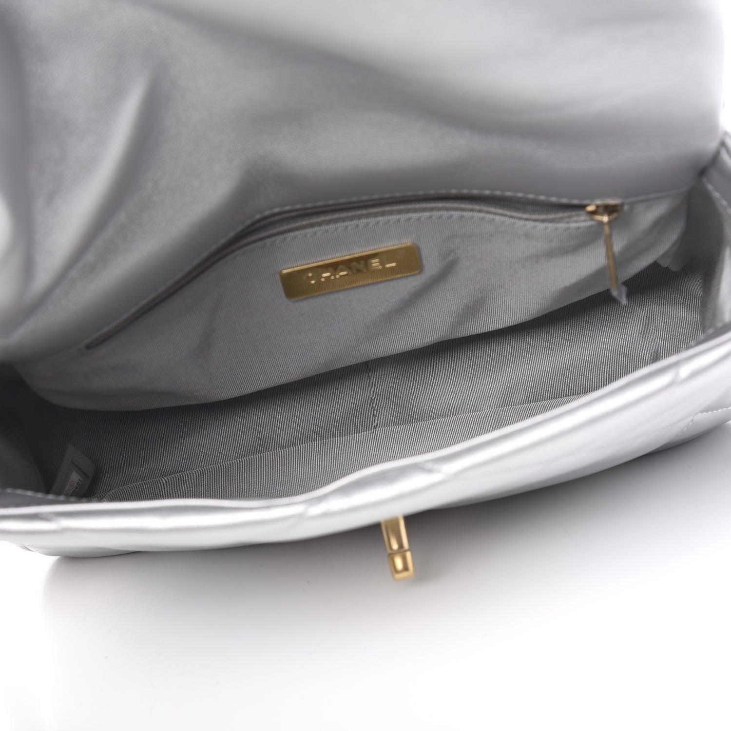 Chanel Metallic Goatskin Quilted Medium 19 Flap Silver 4 of 10