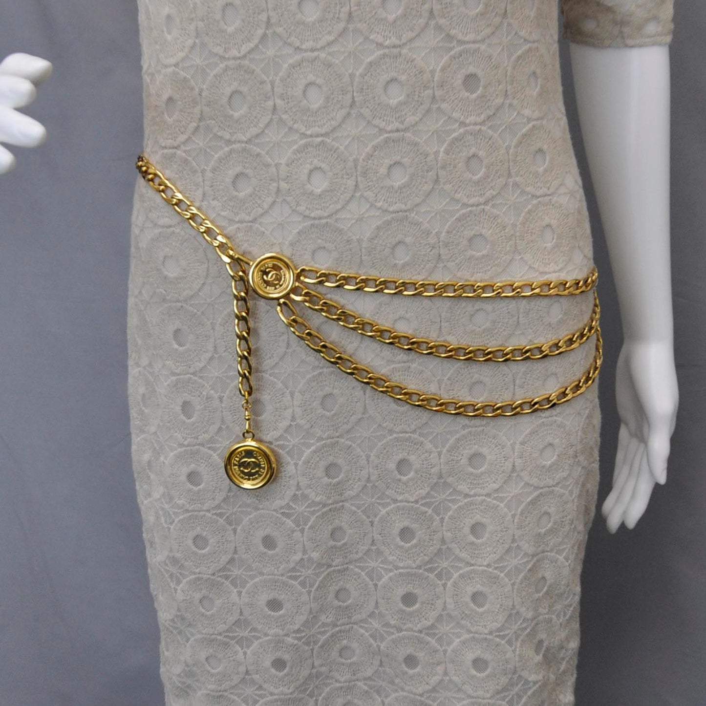 Metal Chain CC Medallion Belt Gold