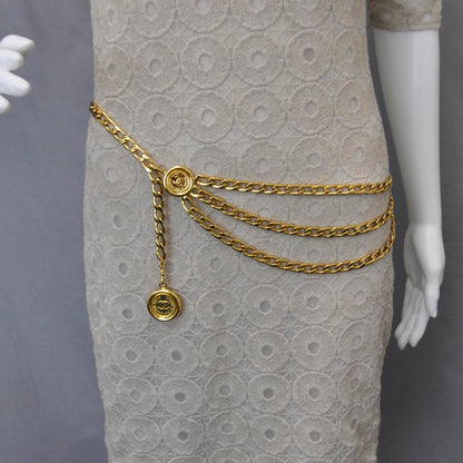 Chanel Metal Chain CC Medallion Belt Gold 2 of 4