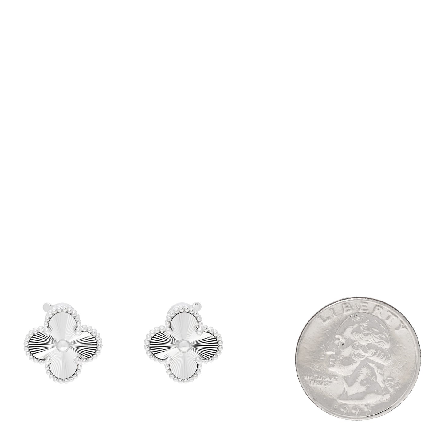 18K White Gold Guilloche Vintage Alhambra Earrings