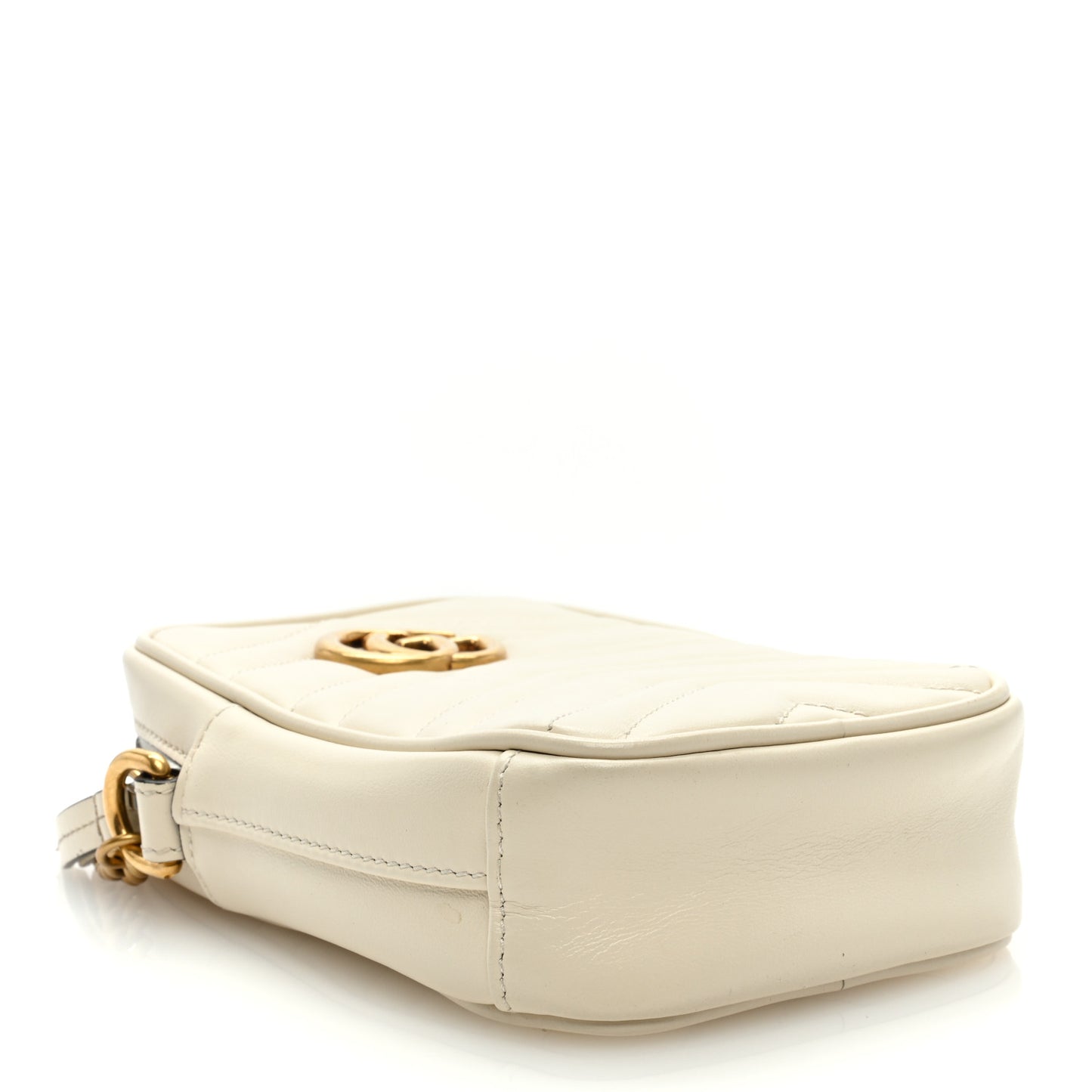 Calfskin Matelasse Mini GG Marmont Crossbody Bag White