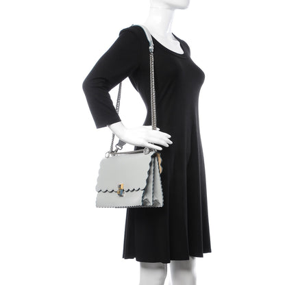 Fendi Vitello Liberty Scalloped Studded Kan I Shoulder Bag Grigio Perla 3 of 11