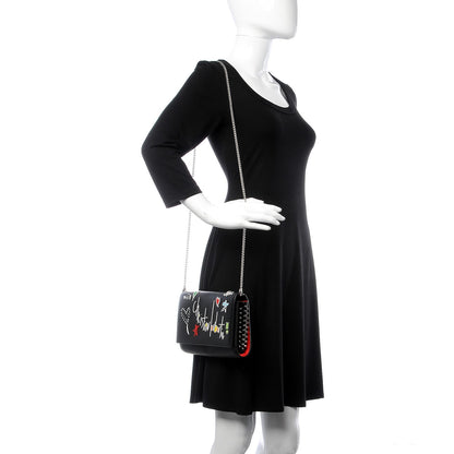 Christian Louboutin Calfskin Beaded Loubitag Paloma Clutch Black 2 of 8