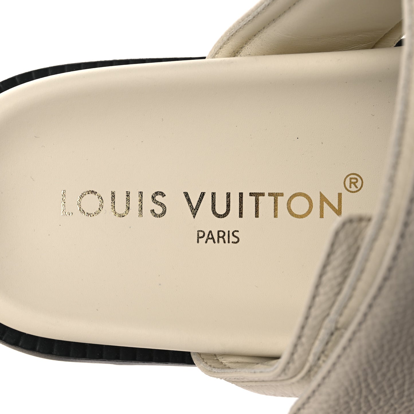 Grained Calfskin Sunset Comfort Flat Sandals 39 Light Beige