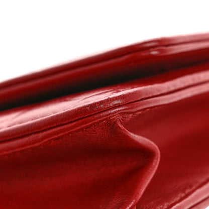 Chanel Lambskin Camellia Embossed Wallet on Chain WOC Red 13 of 14