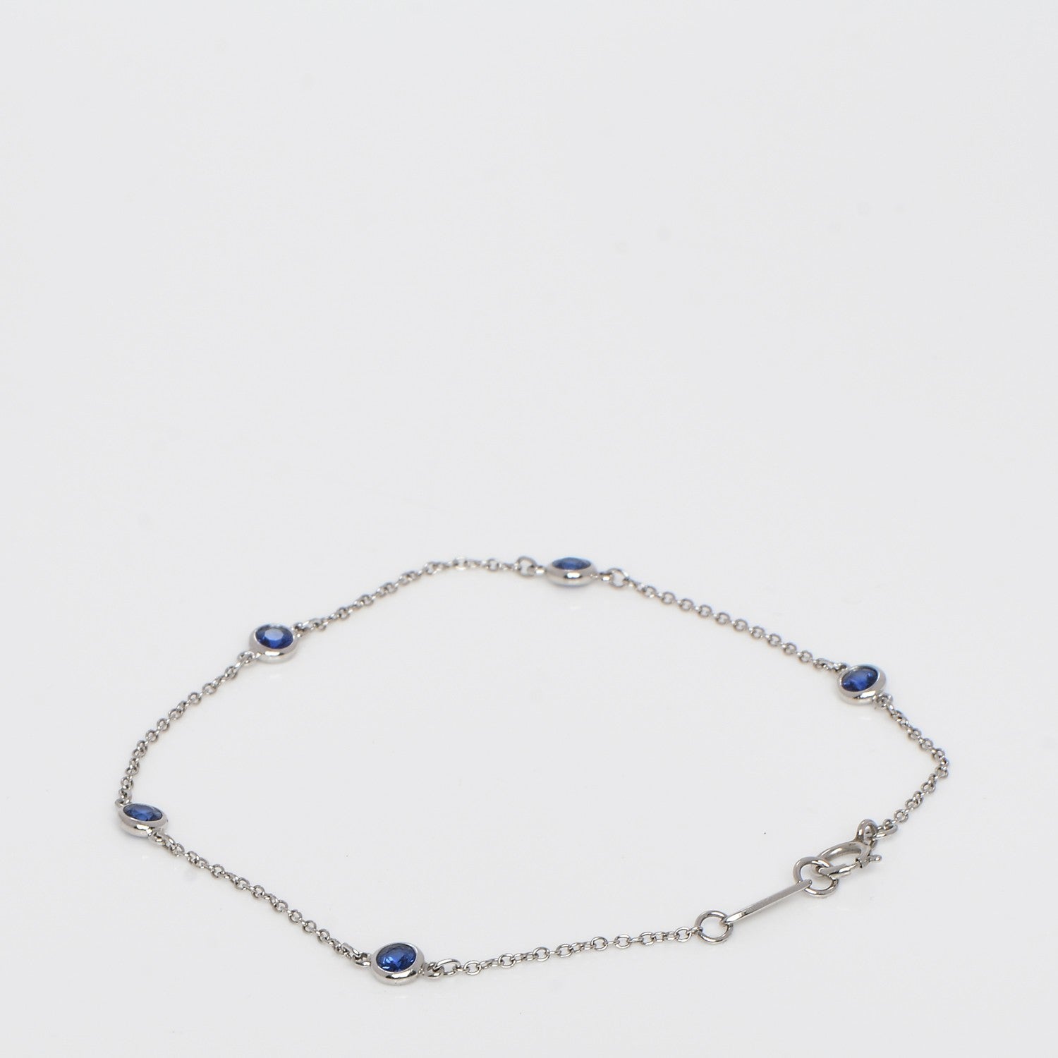 Tiffany Platinum Blue Sapphire Elsa Peretti Color By The Yard Bracelet 3 of 8