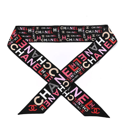 Chanel Silk Twill Slim Logo Bandeau Scarf Black 1 of 4