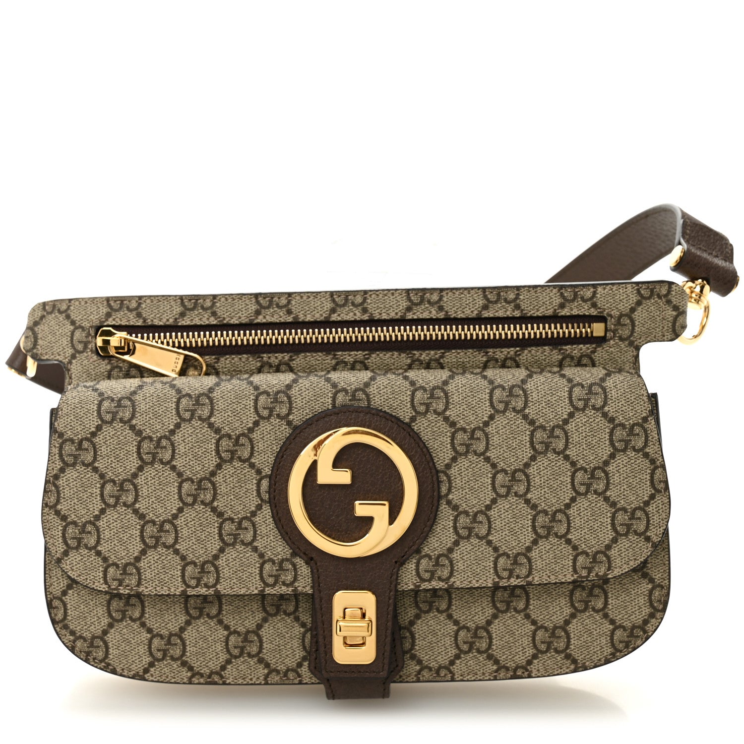 Gucci GG Supreme Monogram Textured Dollar Calfskin Blondie Belt Bag Beige Ebony New Acero 1 of 10