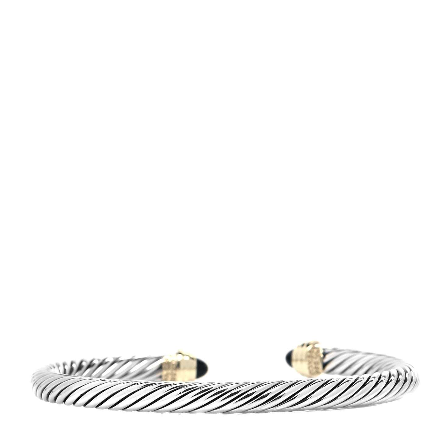 Sterling Silver 18K Yellow Gold Black Onyx 4mm Cable Classics Bracelet