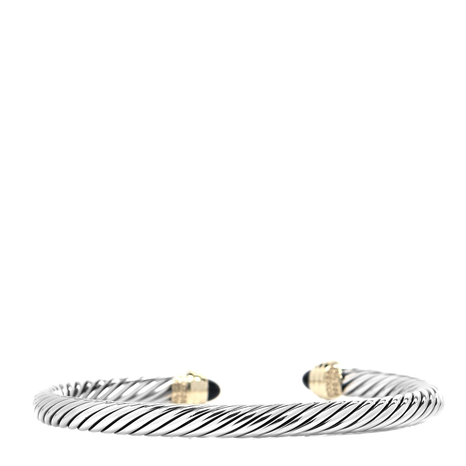 David Yurman Sterling Silver 18K Yellow Gold Black Onyx 4mm Cable Classics Bracelet 3 of 4
