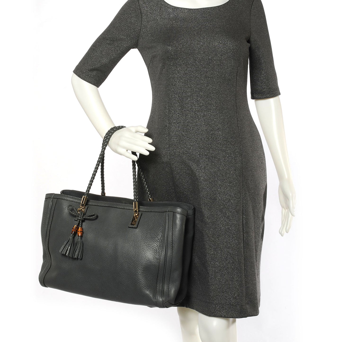 Leather Medium Bella Tote Grey